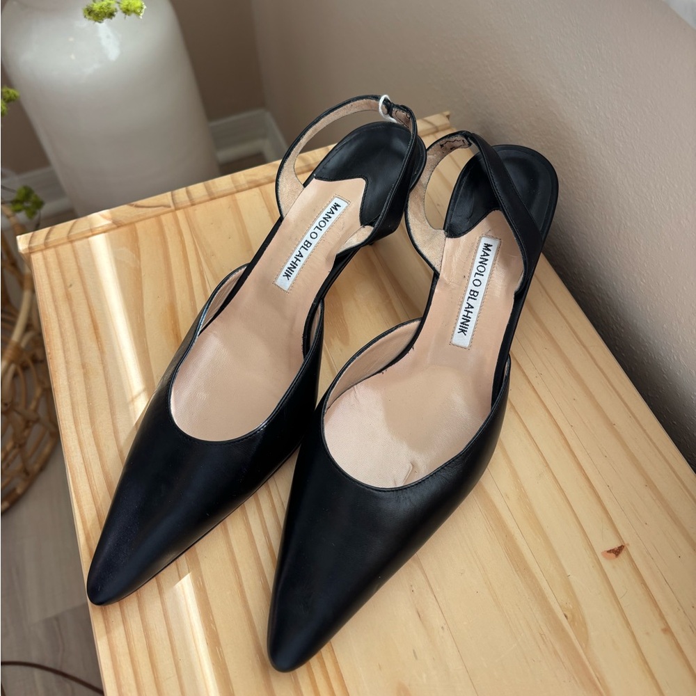 Manolo Blahnik Black Leather Heels